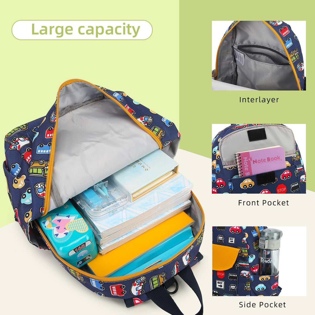 willikiva Cute Zoo Little 2d Backpack Kid Backpacks for Girls and Boys Toddler Backpack Waterproof Preschool Safety Harness Leash(DeepBlue Bus)