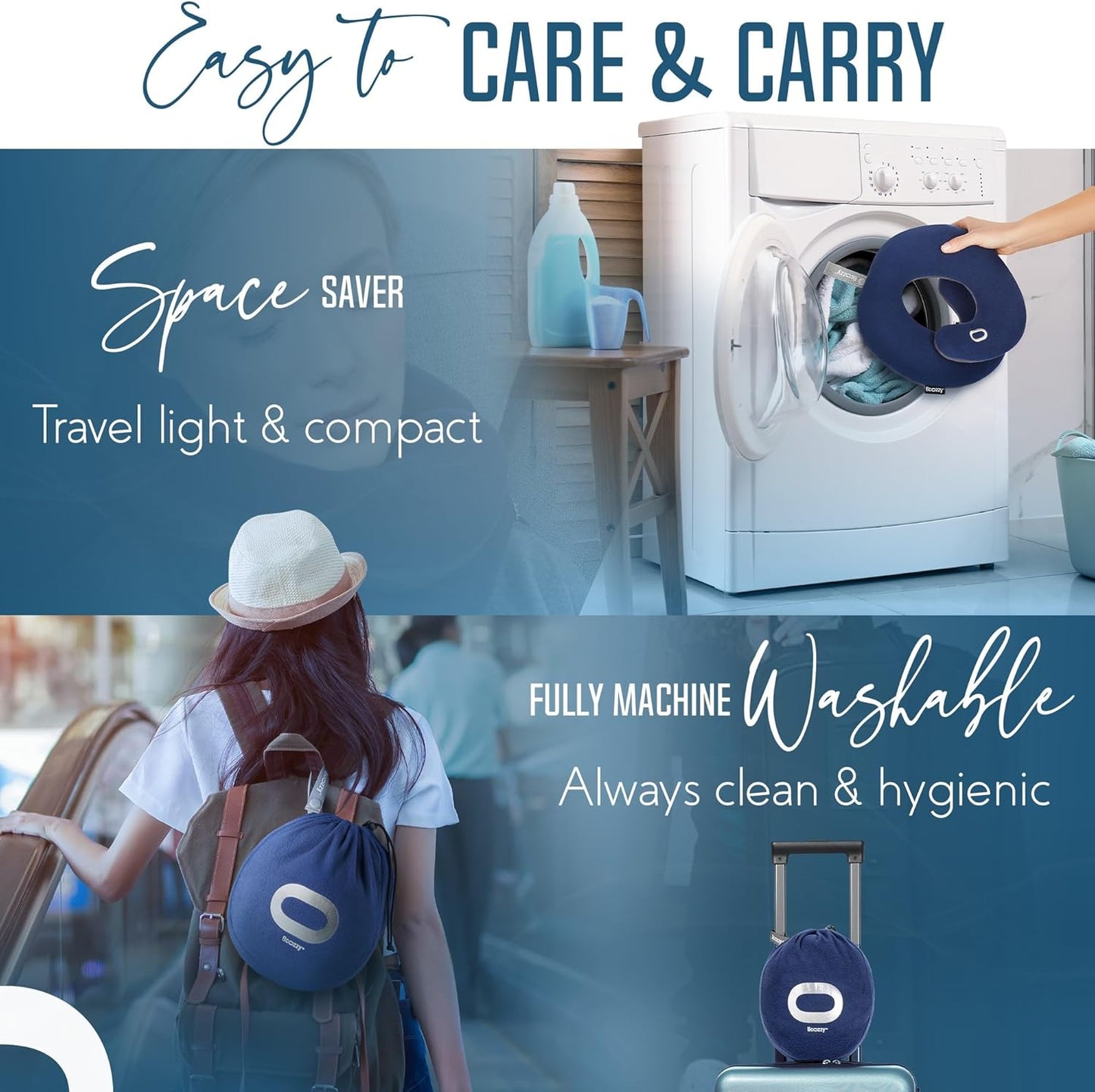 BCOZZY Travel Neck Pillow for Airplane – Patented Double Support for Head, Neck, and Chin. Best for Long Flights, Plane Sleeping & Car Rides. Adjustable Size. Fully Washable. Carry Bag. X-Large, Gray