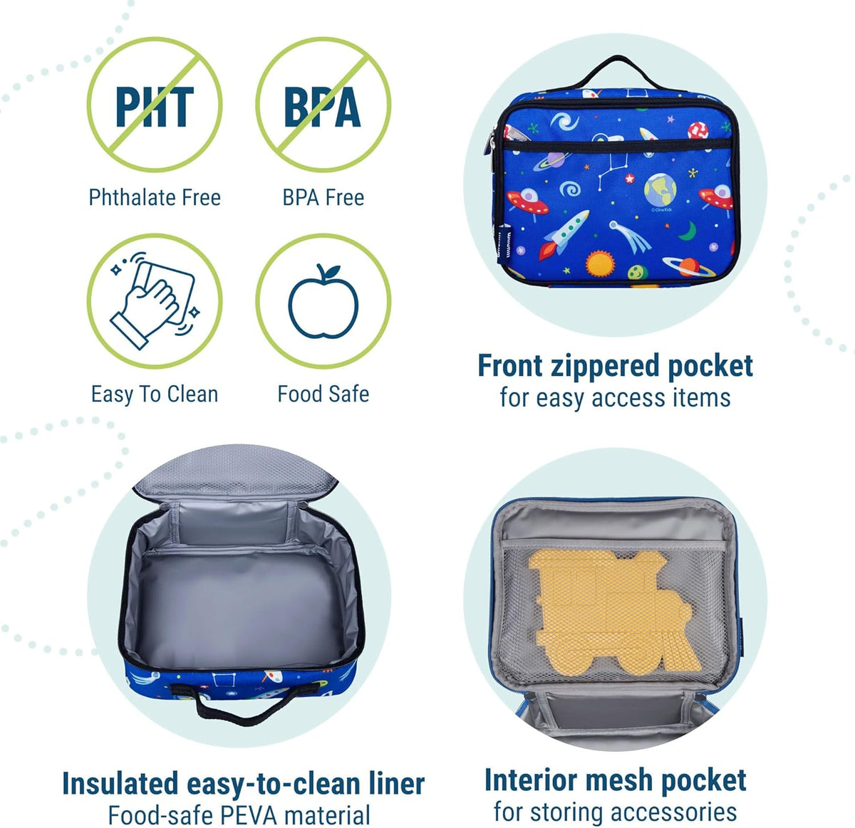 Wildkin Kids Insulated Lunch Box – Durable and Reusable for School & Travel - Out of this World