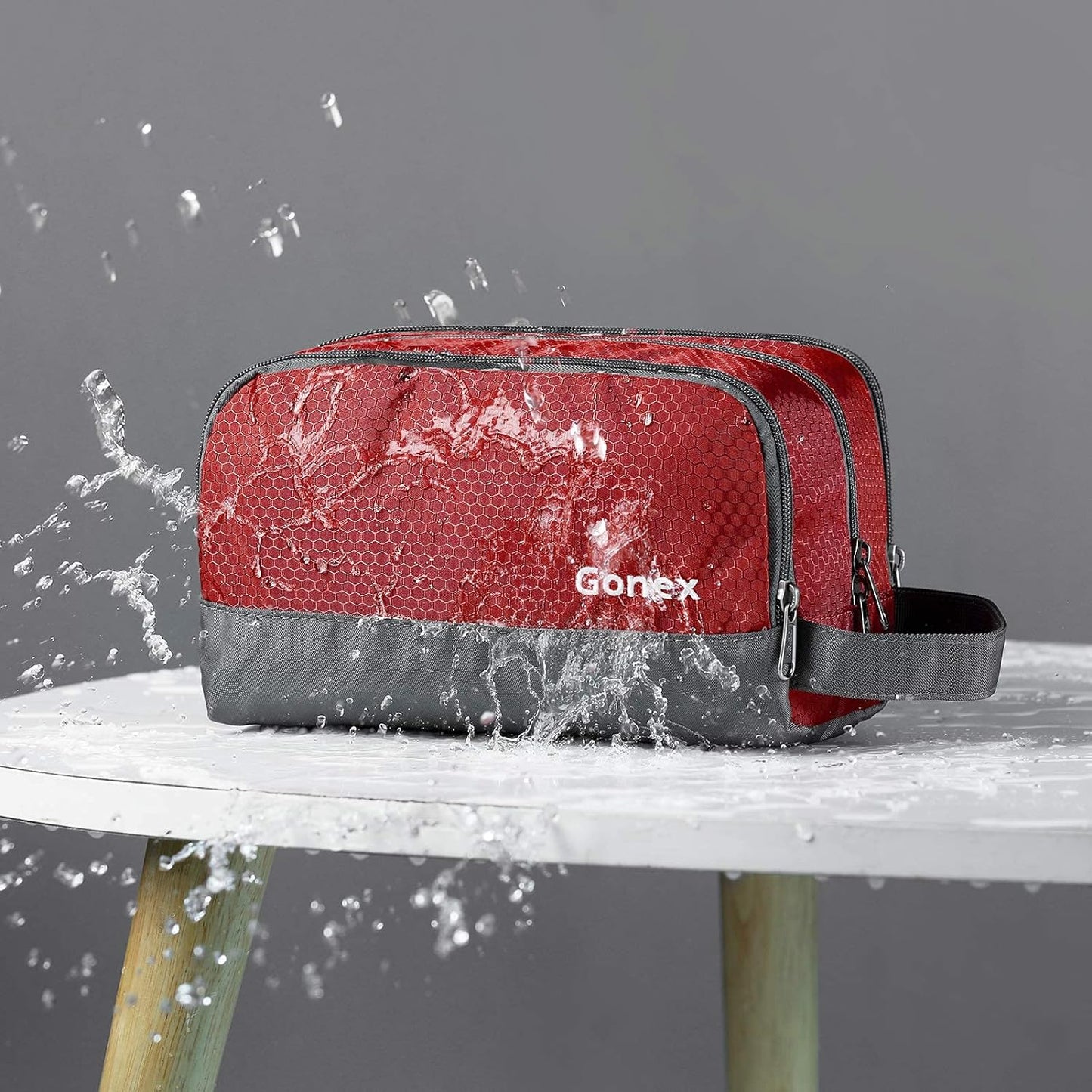 Gonex Travel Toiletry Bag Nylon, Dopp Kit Shaving Bag Toiletry Organizer Red