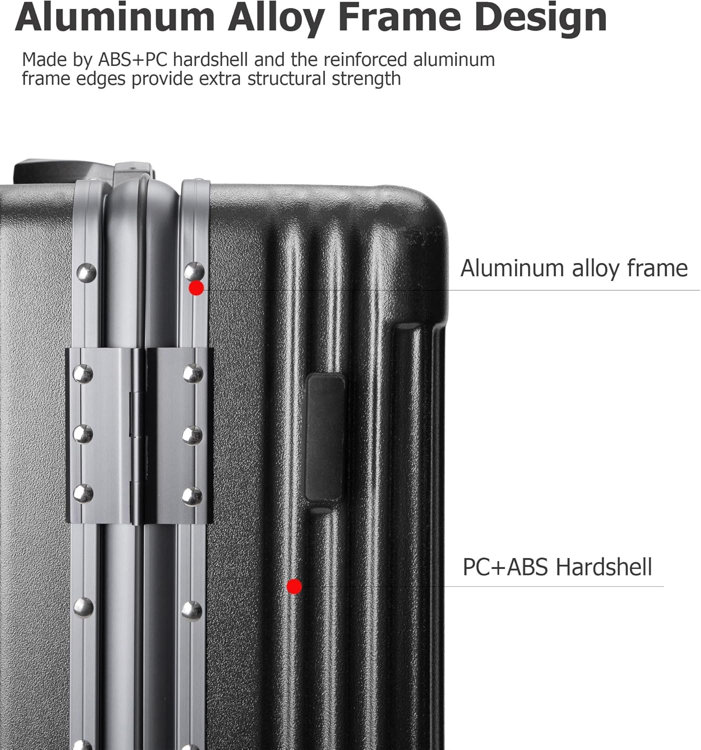 feilario 20in Aluminium Frame PC Hard Shell Spinner Wheels Luggage, Built-In TSA lock Carry on Suitcase, with Cup Holder, USB Port, Phone Holder