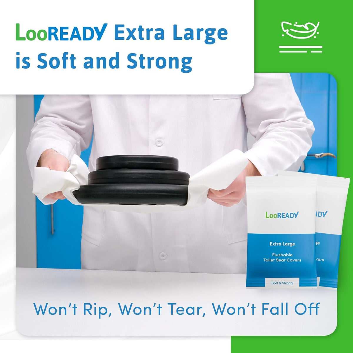 Toilet Seat Covers Disposable Flushable - Extra Thick & Large (18x22") - Individually Wrapped Toilet Seat Cover for Travel & Public Bathroom - Premium Quality, Convenient, and Hygienic (30 Pack)