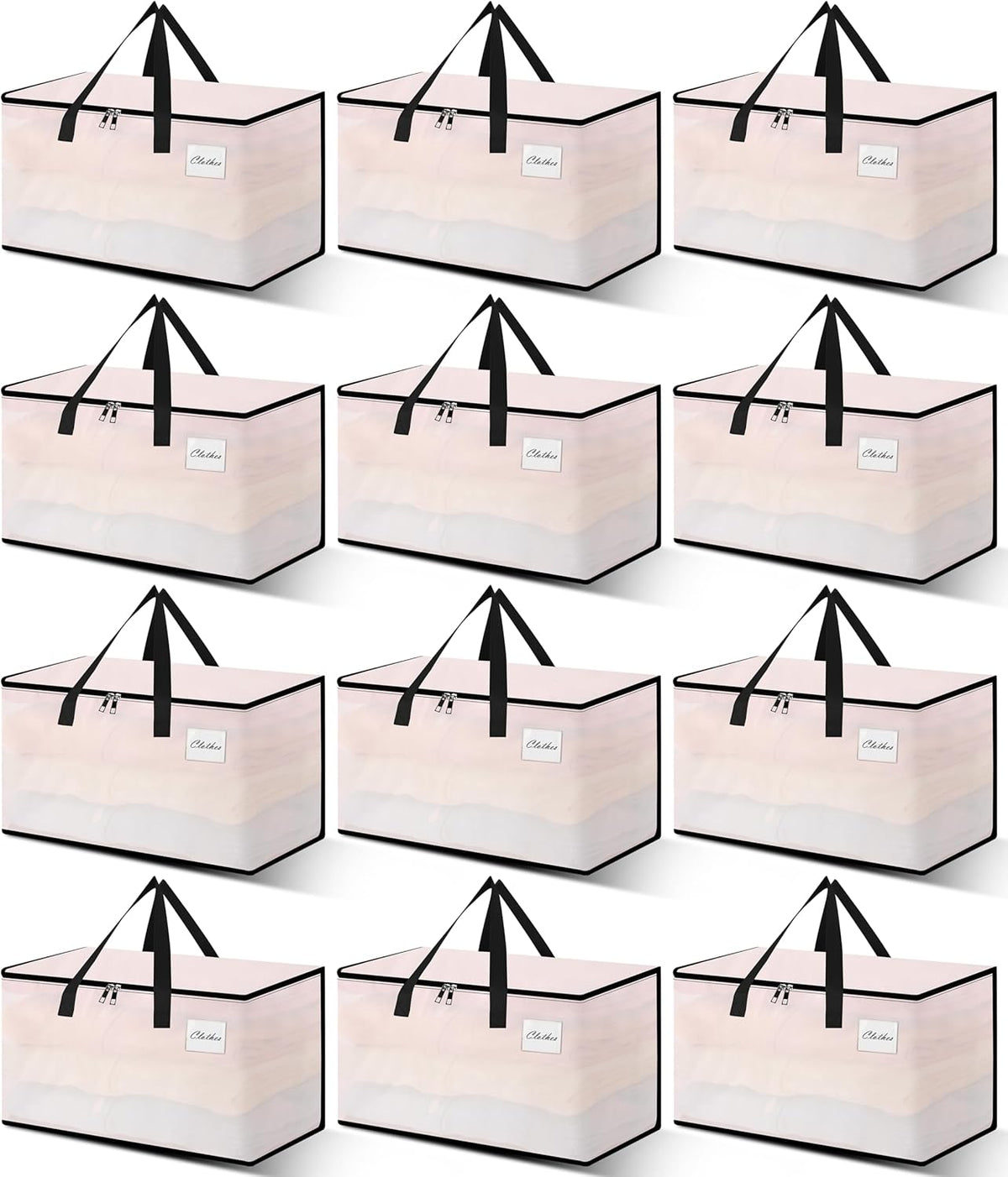 Heavy Duty Moving Bags - Extra Large Packing Bags and Storage Totes, Collapsible and Foldable Option for Moving and Storage, Clear, 125 L - 12 Pack