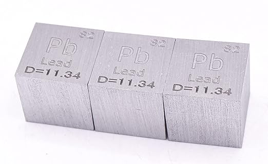 1" 25.4mm Lead Plumbum Metal Cube Pb up to 99.9% Pure Periodic Table Element Engraved Density Collection Science Education Display Block Cube + Acrylic Case Box - 1PC