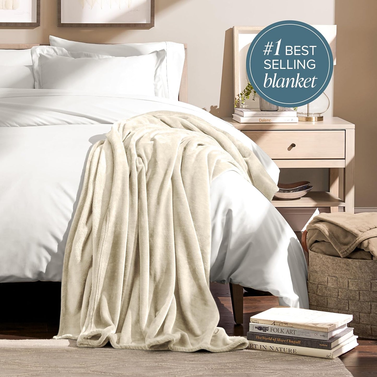 Bare Home Fleece Blanket - Twin/Twin Extra Long - Ultra-Soft Lightweight for Bed, Sofa, and Couch - Luxury Microplush - Cozy Warm Blanket (Twin/Twin XL, Oyster)