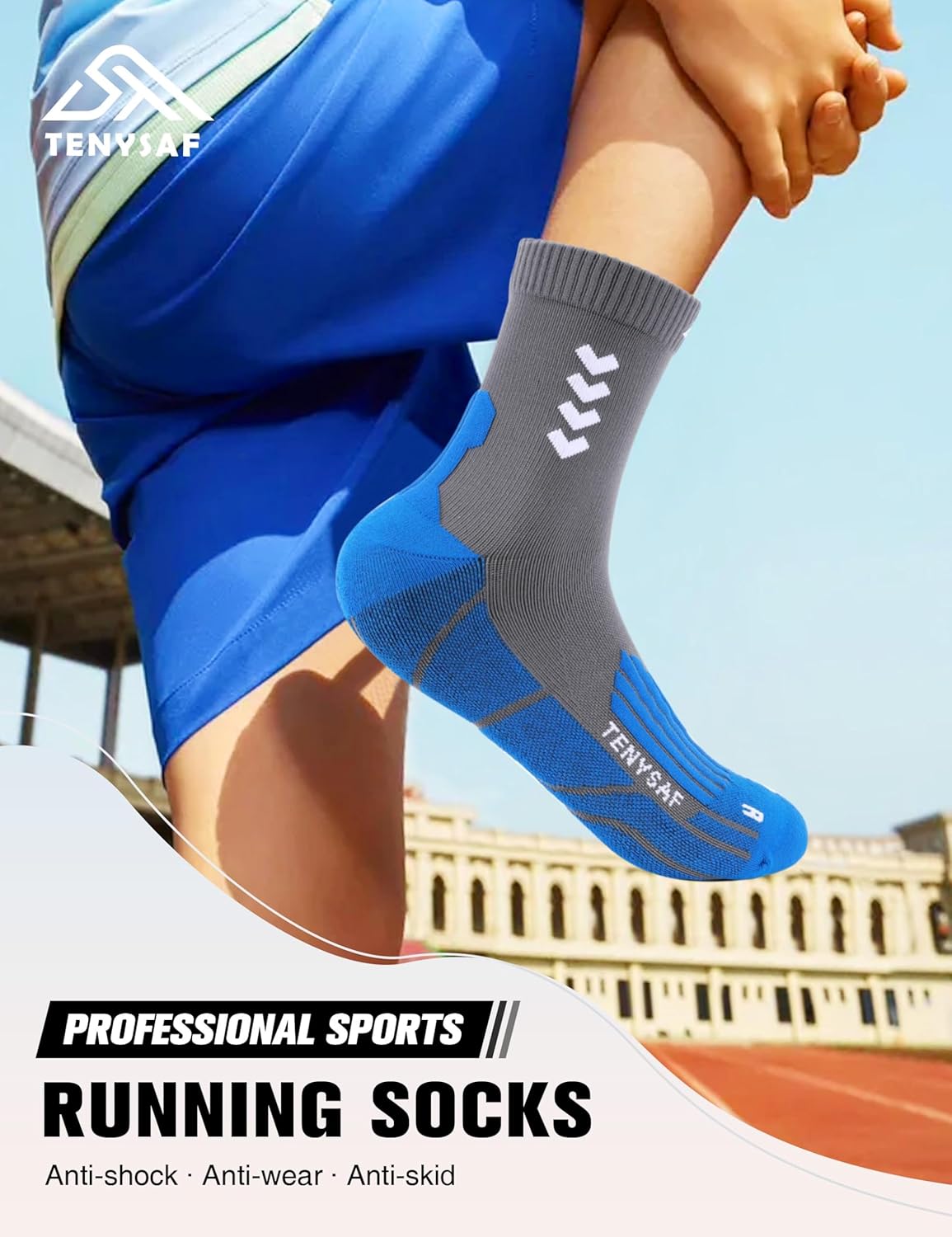 Compression Crew Running Socks: Athletic Socks for Men Women with Cushion,3 Pairs Work Hiking Basketball Sport Socks