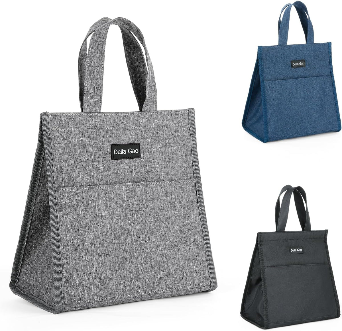 Della Gao Insulated Lunch Bag for Women Men, Waterproof Small Lunch Tote Lunch Box, Reusable Lunch Bags for Work, Party, Travel and Picnic (Gray)
