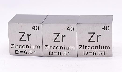 1" 25.4mm Zirconium Metal Cube Zr up to 99.9% Pure Periodic Table Element Engraved Density Collection Science Education Display Block Cube + Acrylic Case Box - 1PC