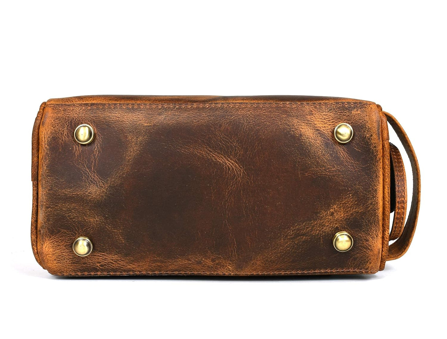 10" Premium Leather Toiletry Travel Pouch With Waterproof Lining | King-Size Handcrafted Vintage Dopp - Kit ~ Gift for Father's Day By Aaron Leather Goods (Copper)