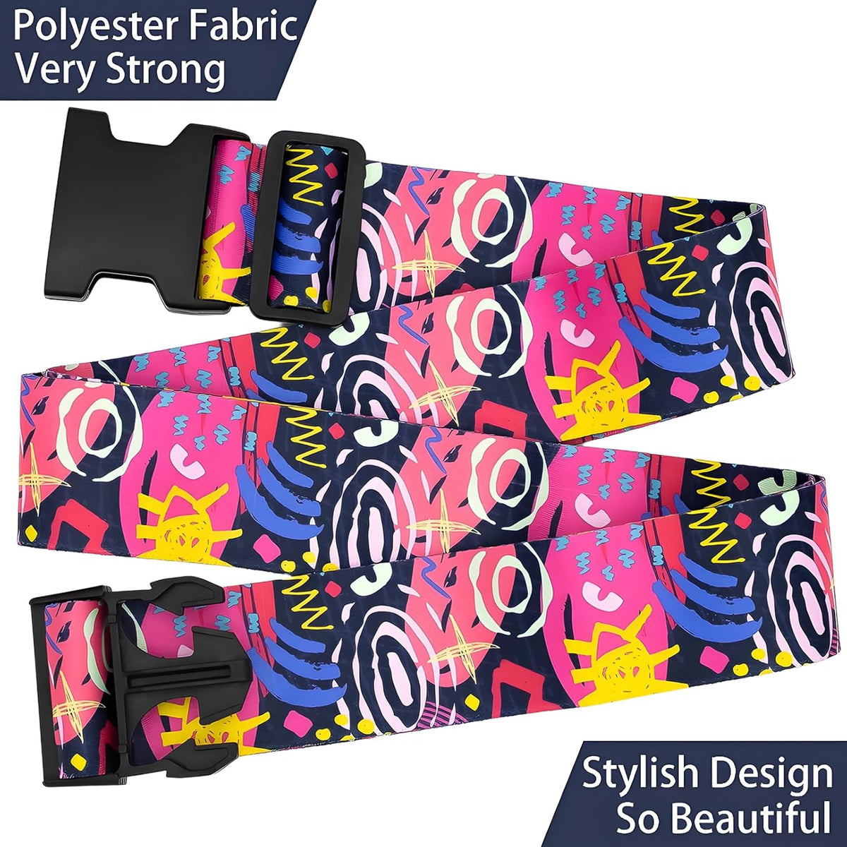 Universe Luggage Straps for Suitcases, Adjustable Luggage Travel Belt to Keep Luggage Security While Travel, Strong Polyester Fabric, Easy-to-Recognize Stylish Design Travel Accessories, 2 Pack