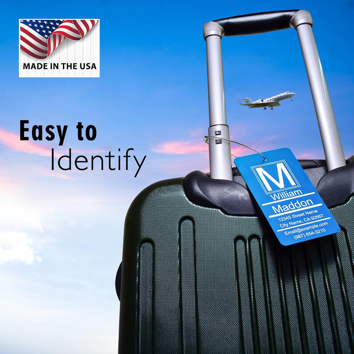 Luggage Tags for Suitcase - Red Personalized Engraved Metal Tag for Cruise Travel - Custom Name Tags Suitable for Bags and Backpacks