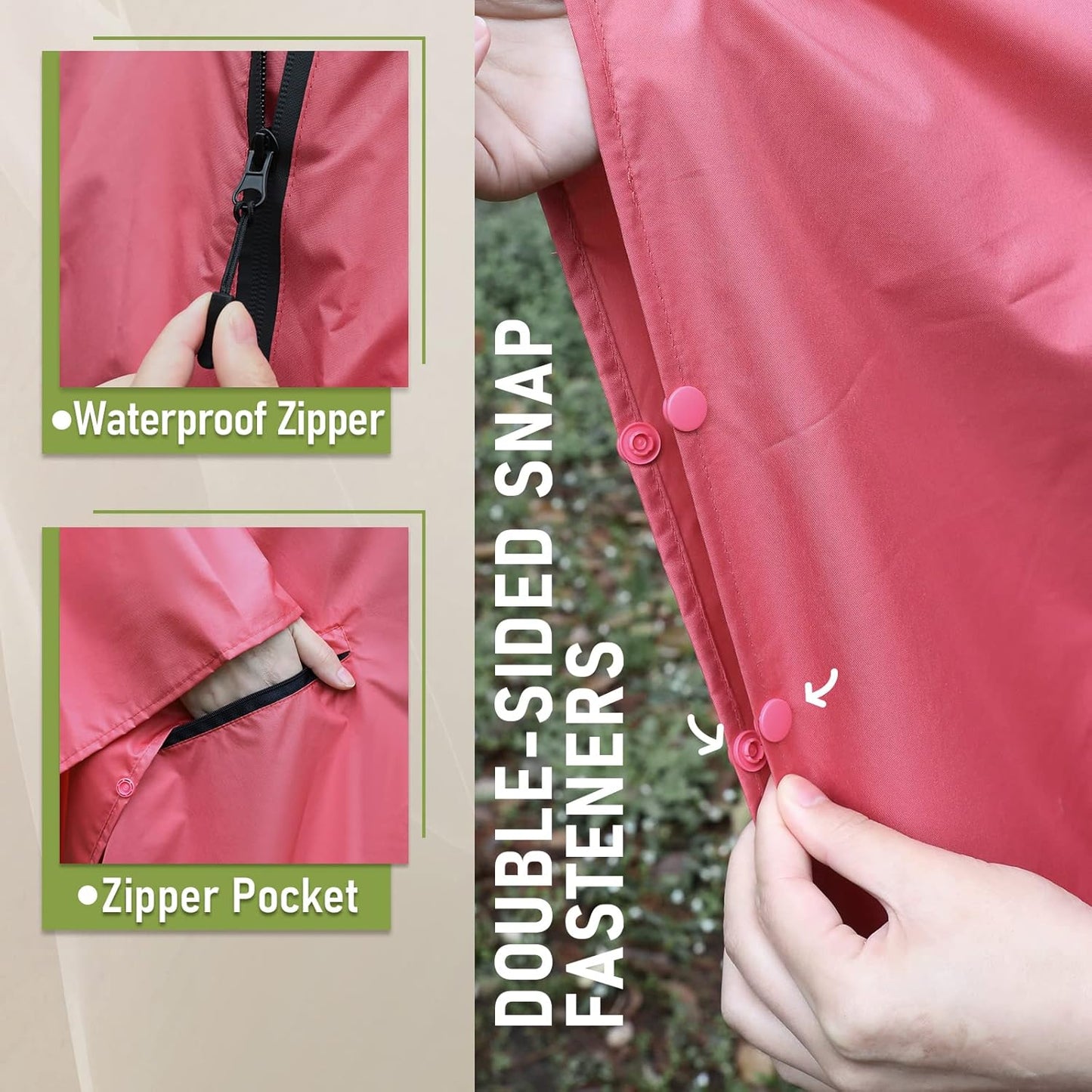 SaphiRose Unisex Rain Poncho Raincoat Hooded for Adults Women with Pockets