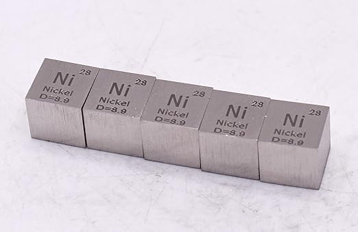 0.39" 10mm Nickel Metal Cube Ni up to 99.9% Pure Periodic Table Element Engraved Density Collection Science Education Display Block Cube + Acrylic Case Box - 1PC