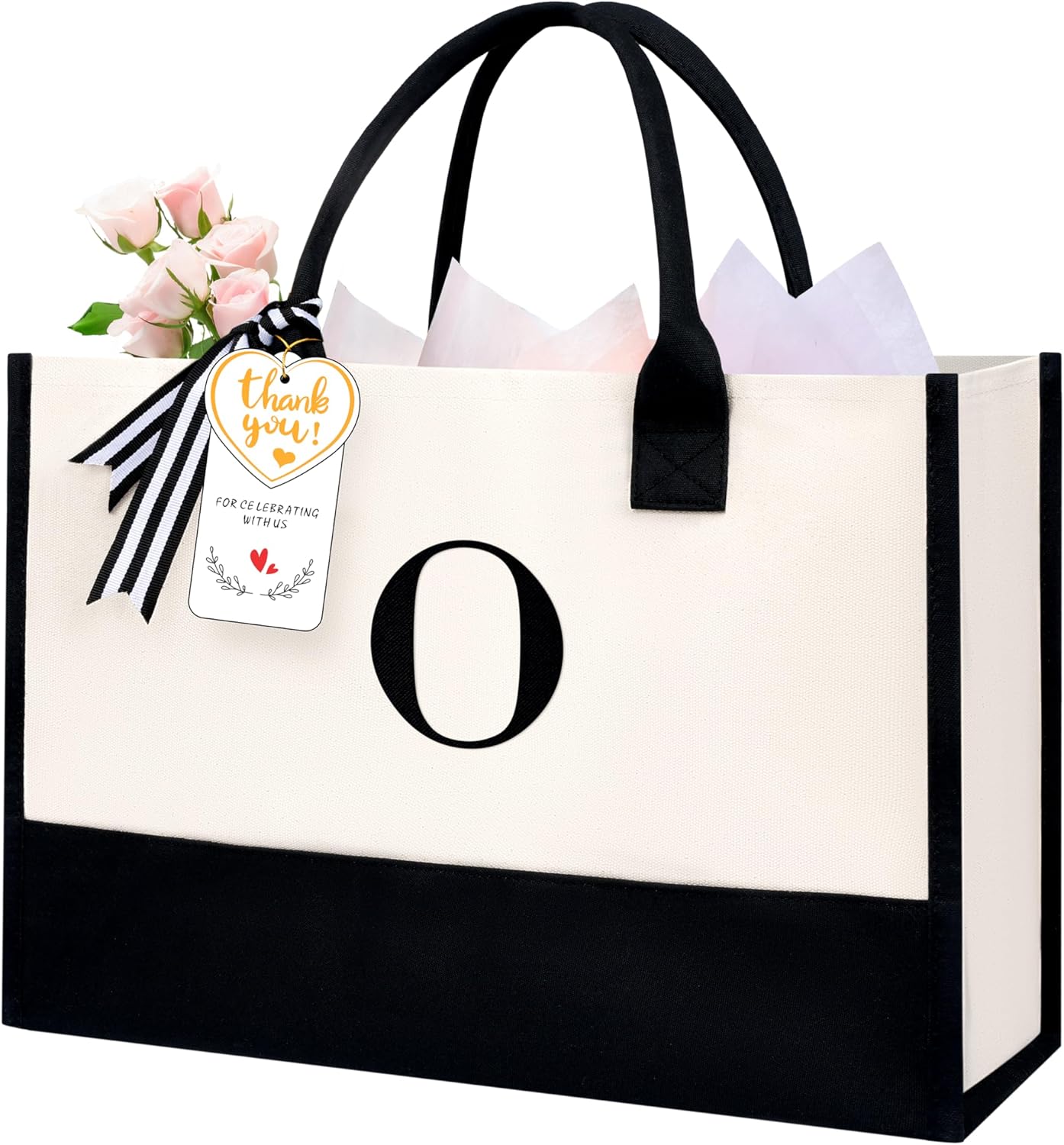 BAGAIL Initial Tote Bag, Personalized Birthday Gifts for Women, Teacher, Friends, Mom, Wedding, Monogrammed Beach Bag