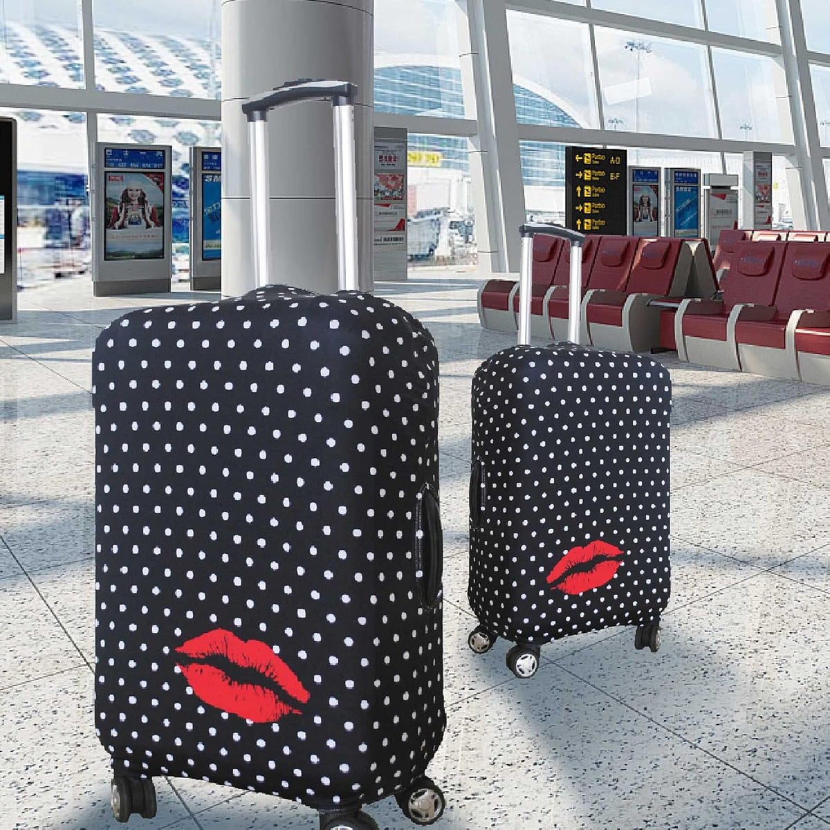 Explore Land Travel Luggage Cover Suitcase Protector Fits 18-22 Inch Case (Polkadot, S)