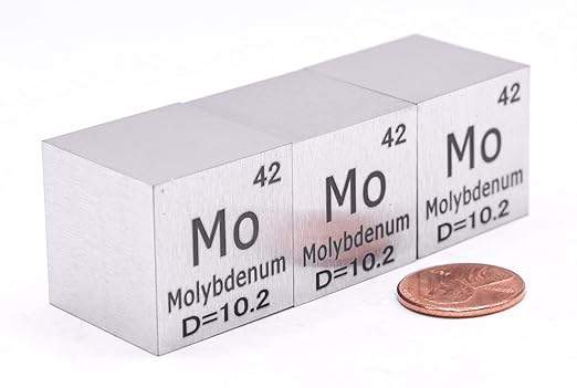 1" 25.4mm Molybdenum Metal Cube Mo up to 99.9% Pure Periodic Table Element Engraved Density Collection Science Education Display Block Cube + Acrylic Case Box - 1PC