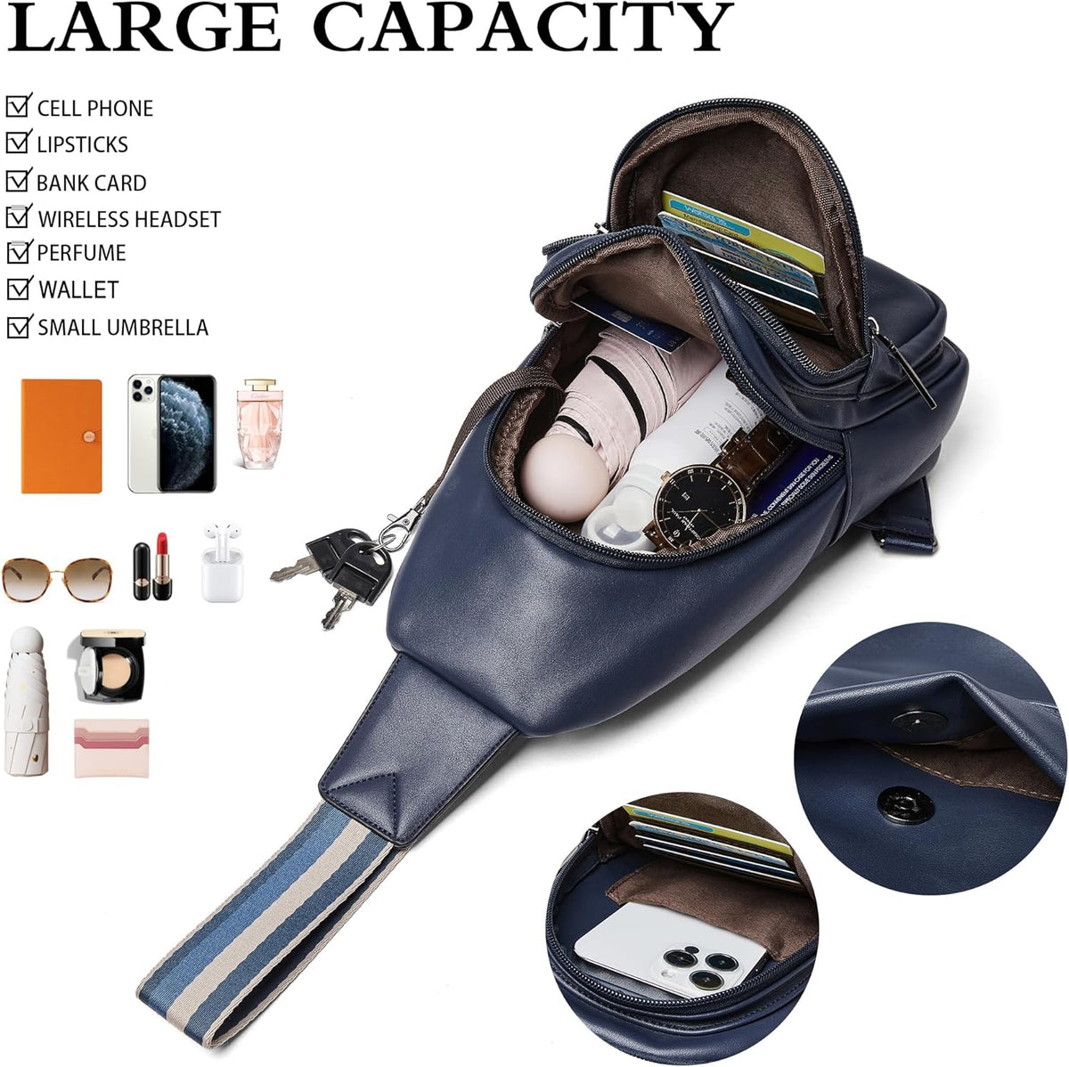 Sling Bag Crossbody Bags for Women Small Cross Body Bag Fanny Packs Chest Sling Purse for Daily Travel Leisure Sport