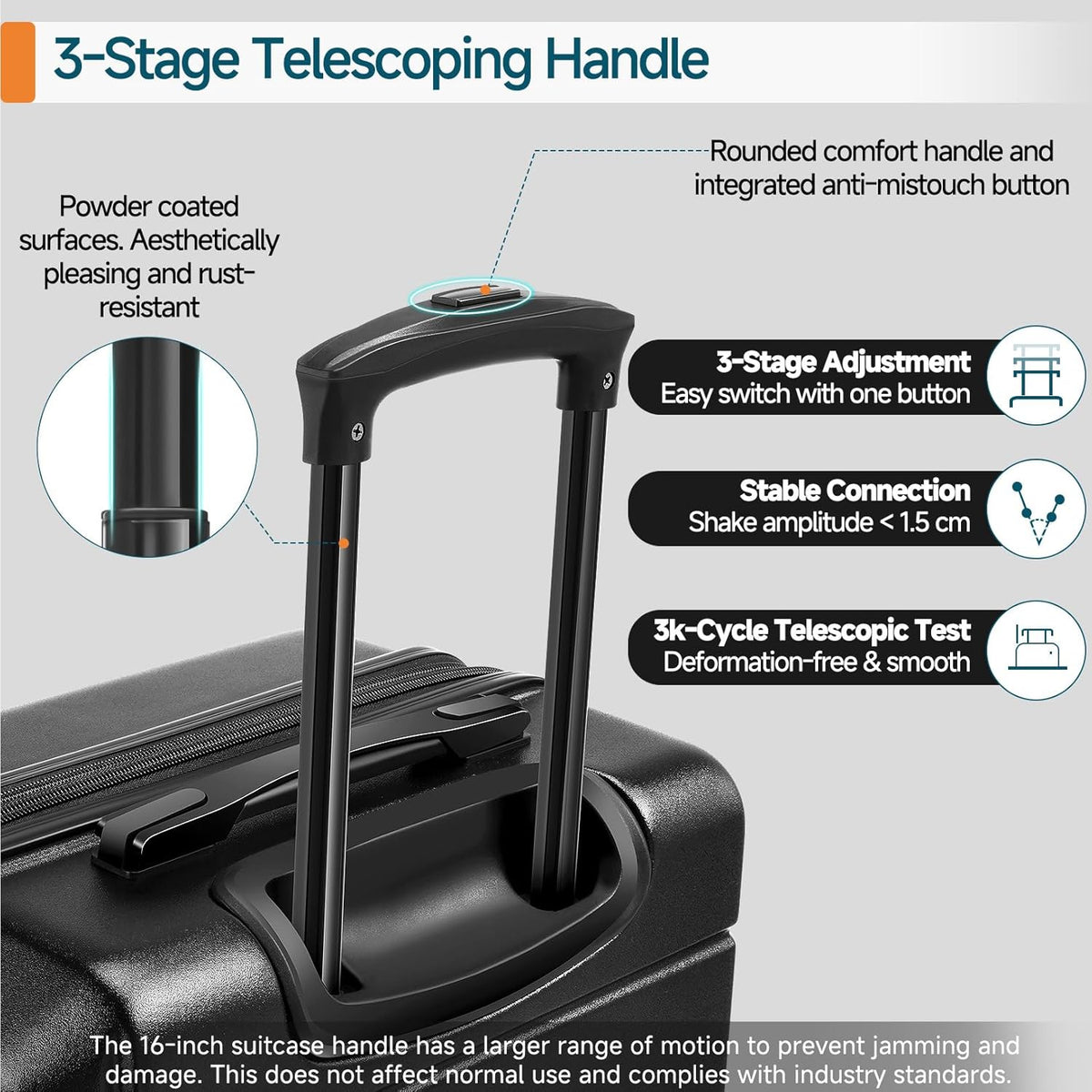 Hoteel Luggage Sets 3 Piece, ABS+PC Hard Shell Expandable Suitcases with Wheels, TSA Aproved Lock and Carry on Bags, Travel Suit Case Set for Men and Women, (3-Piece, Black)