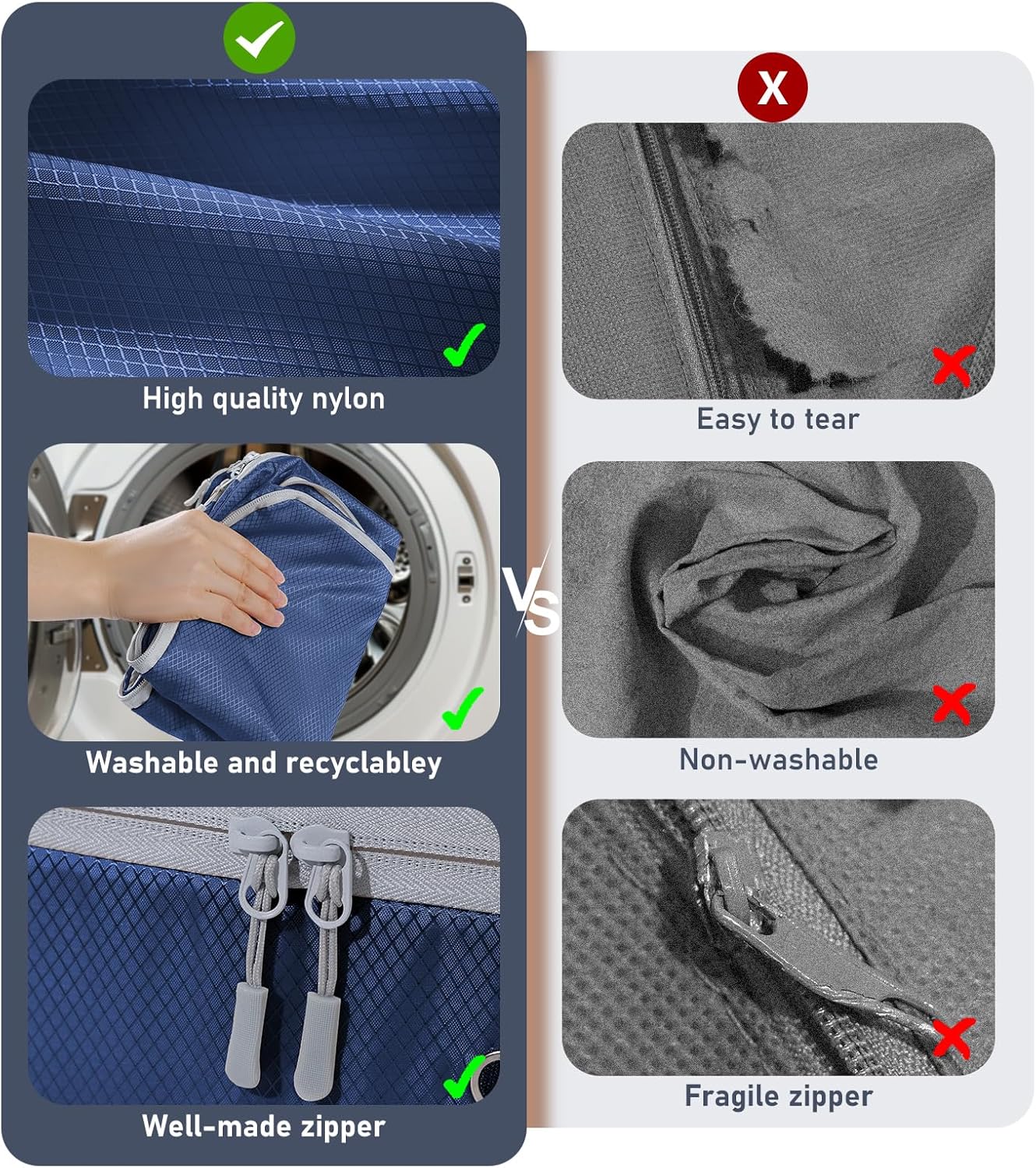 DIMJ Comforter Storage Bag 6 Pack - Blanket Storage Organizer Compression Bags, Large Capacity Ultra Space Saving Self Compression Organize for Bedding, Pillow, Duvet, Sheet Storage with Zipper Window