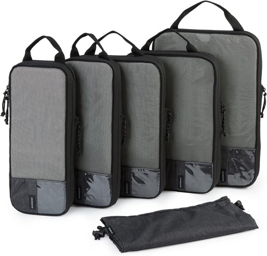 BAGSMART 6 Set Compression Packing Cubes - Lightweight Travel Essentials, Durable Luggage Organizer