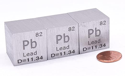1" 25.4mm Lead Plumbum Metal Cube Pb up to 99.9% Pure Periodic Table Element Engraved Density Collection Science Education Display Block Cube + Acrylic Case Box - 1PC