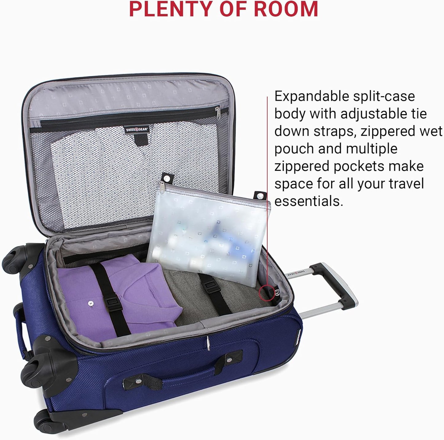 SwissGear Sion Softside Expandable Luggage, Blue, Carry-On 21-Inch