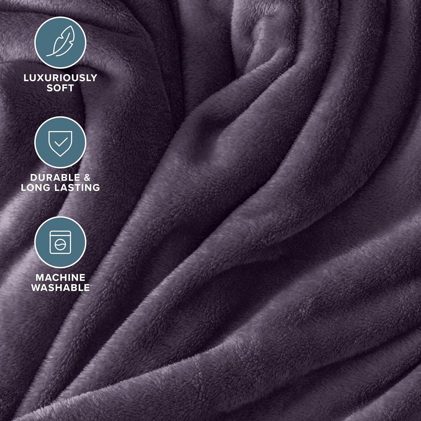 Bare Home Fleece Blanket - Throw/Travel - Ultra-Soft Lightweight for Bed, Sofa, and Couch - Luxury Microplush - Cozy Warm Blanket (Throw/Travel, Eggplant)