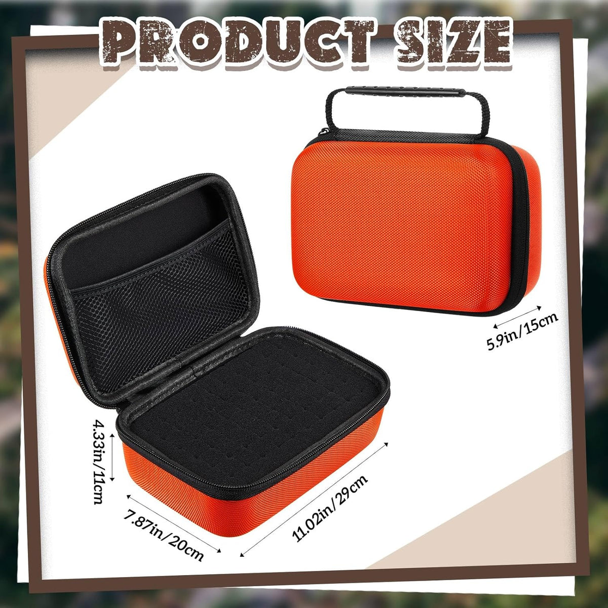 EVA Hard Case with Customizable Foam Protective EVA Carrying Case Shockproof Outdoor for Camera, Digital Products, Electronic Instruments with Knife(Orange,11 x 7.8 x 4.3 Inch)