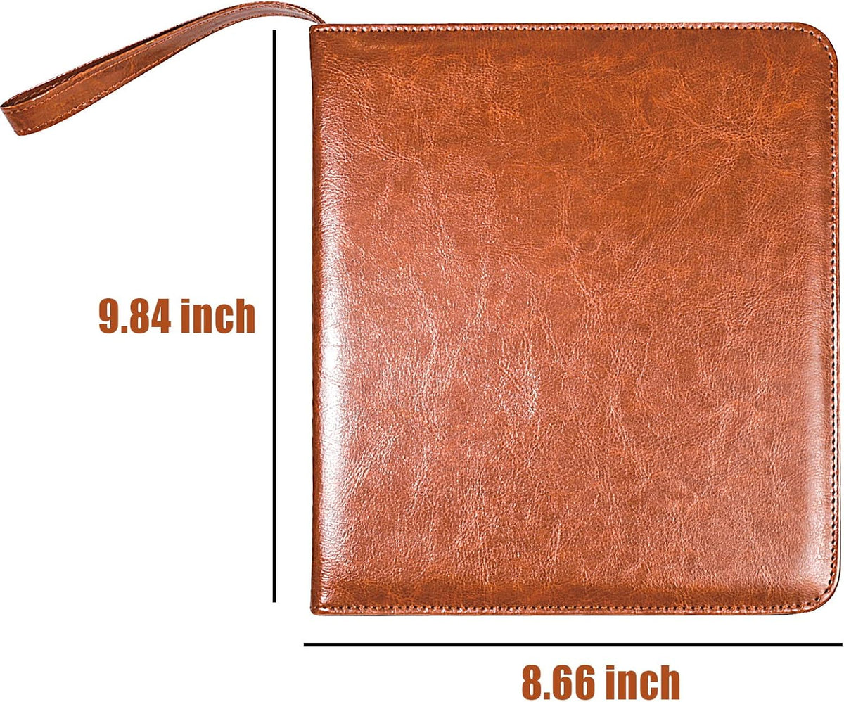 Portable Zippered Key Case, Leather Key Organizer with Handle, 32 Key Capacity, for Real Estate Sales, Hotel Executives, Car Service (Brown)