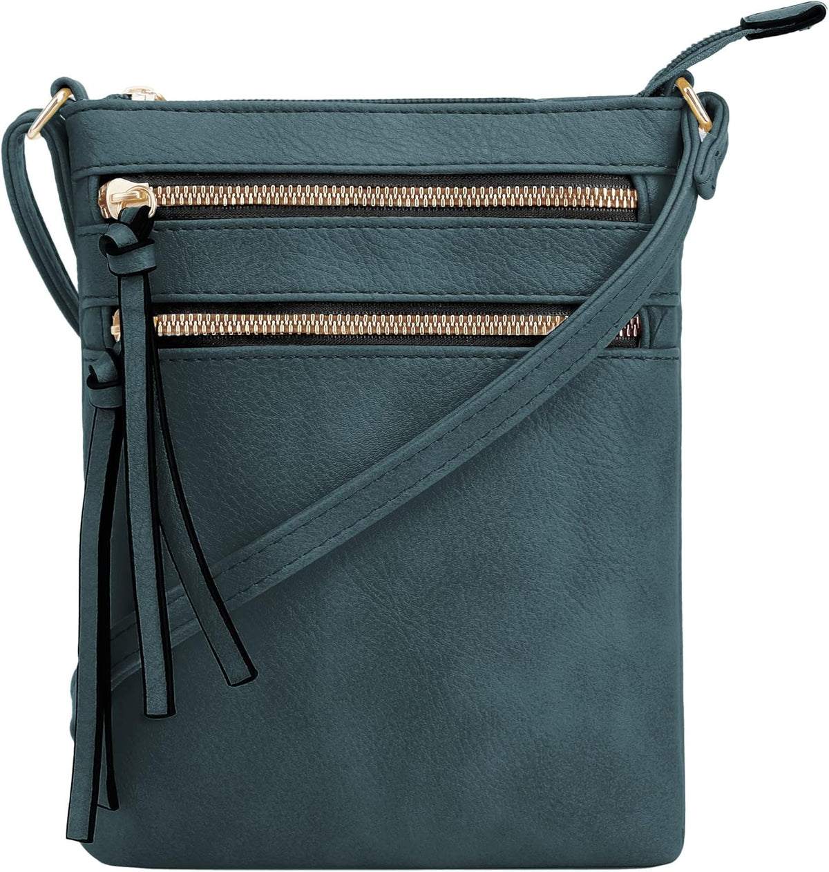 DELUXITY | Crossbody Purse Bag | Functional Multi Pocket Double Zipper Purse | Adjustable Strap | Medium Size Purse |GN