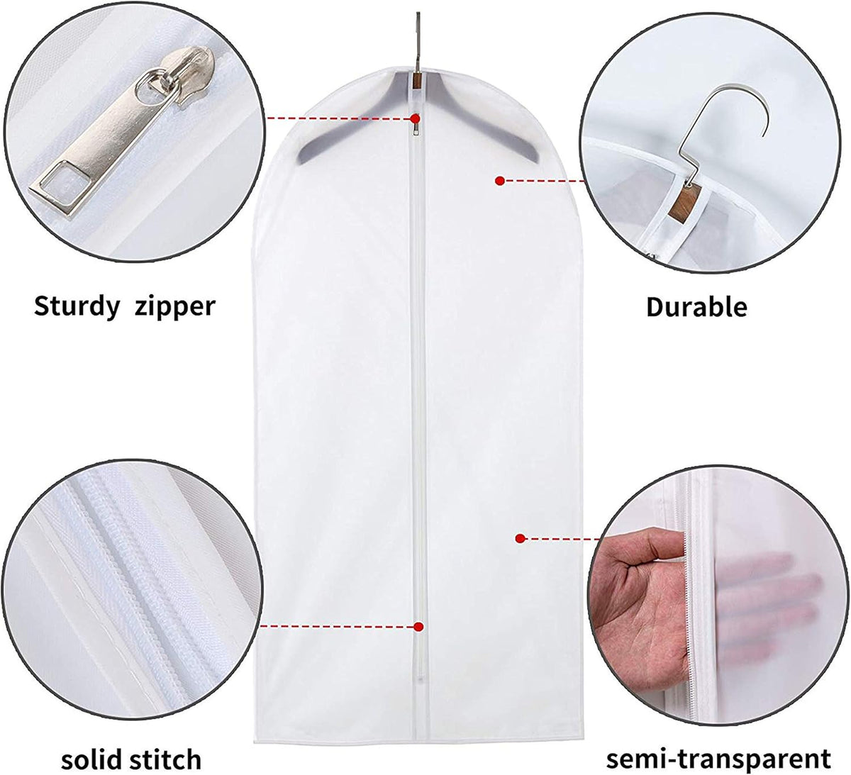 Garment Bags for Hanging Clothes, Clear Plastic Closet Storage Covers with Cedar Balls, 24" x 43"/54”, 6 Pack