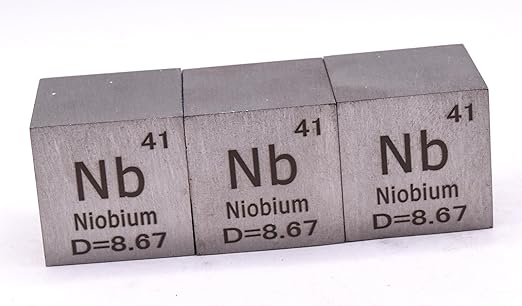 1" 25.4mm Niobium Metal Cube Nb up to 99.9% Pure Periodic Table Element Engraved Density Collection Science Education Display Block Cube + Acrylic Case Box - 1PC