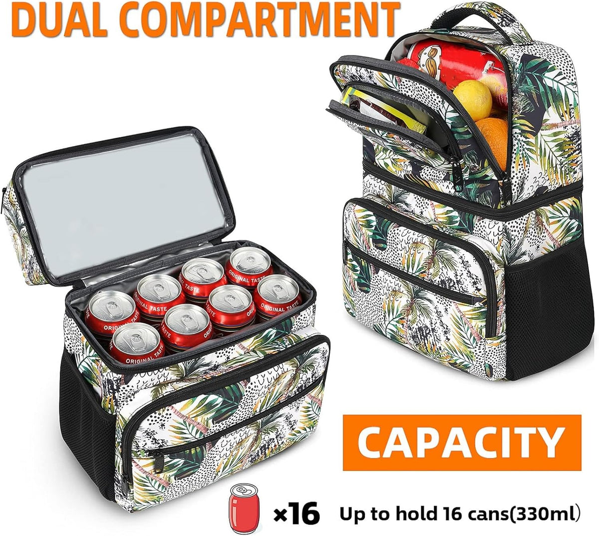MATEIN Cooler Backpack, 26 Cans Insulated Lunch Backpack for Men Women, Leakproof Double Layer Lunch Cooler Bag Lightweight Soft Lunch Backpack with Cooler Compartment, Beach Camping Hiking Beer Gifts