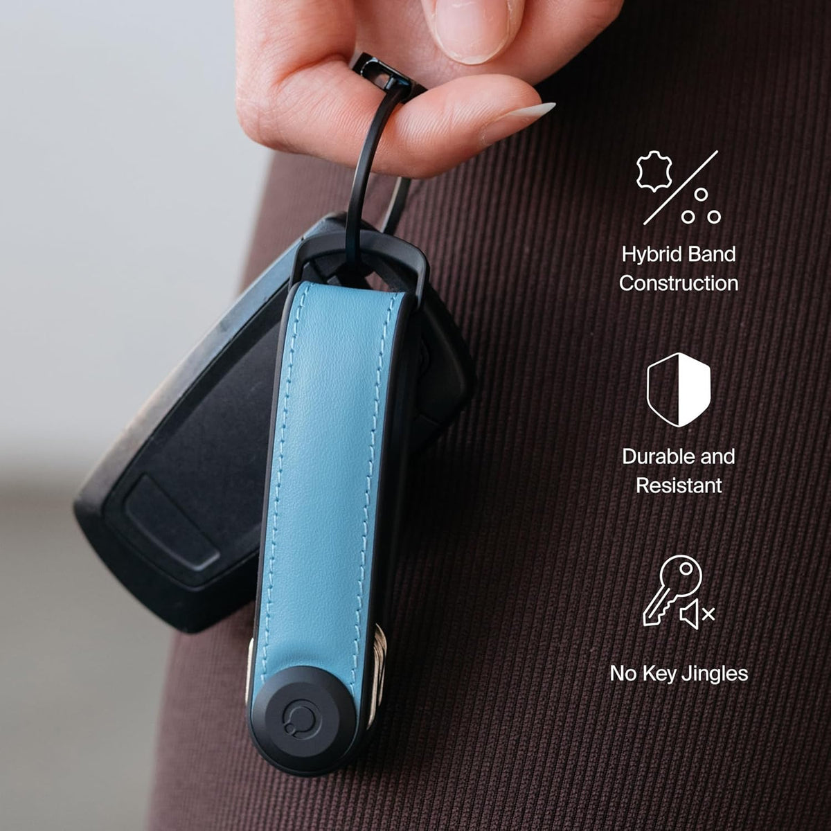 Orbitkey Key Organizer Hybrid Leather | Premium Nappa leather & TPU, Stainless Steel Locking Mechanism, Slim & Quiet Profile