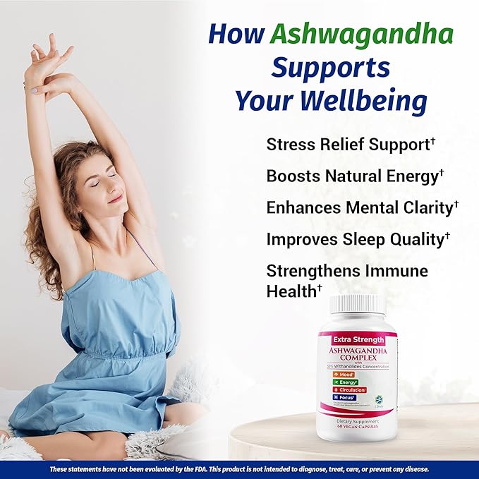100% Natural Shoden Ashwagandha Complex Supplement - Ultra High Potency 35:1 Concentrated Root Extract for Sleep & Energy Support - Vegan, Non-GMO - 60 Capsules