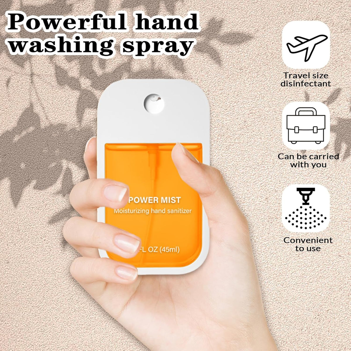 Power Mist Hydrating Hand Sanitizer Spray, Portable Travel-Size Hand Sanitizer Spray, 500-Sprays Each，Suitable for Both Adults and Children (4PCS)