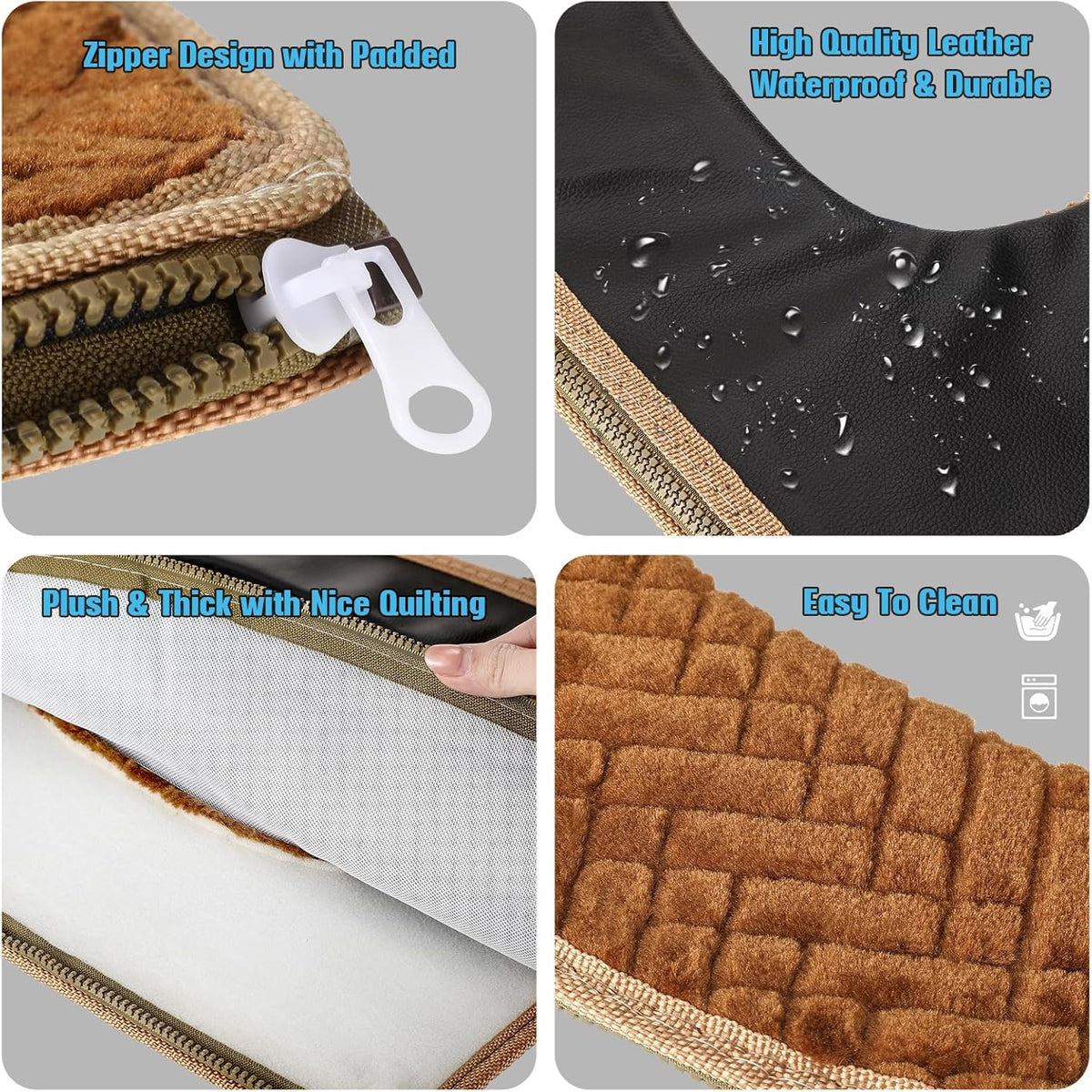 Riakrum 4 Pcs Toilet Seat Covers Pads for Bathroom Comfortable Toilet Seat Cushion Cover Soft Thicker Warmer Washable Pad with Zipper Home Reusable(Elegant,Blue, Gray, Brown, Red)