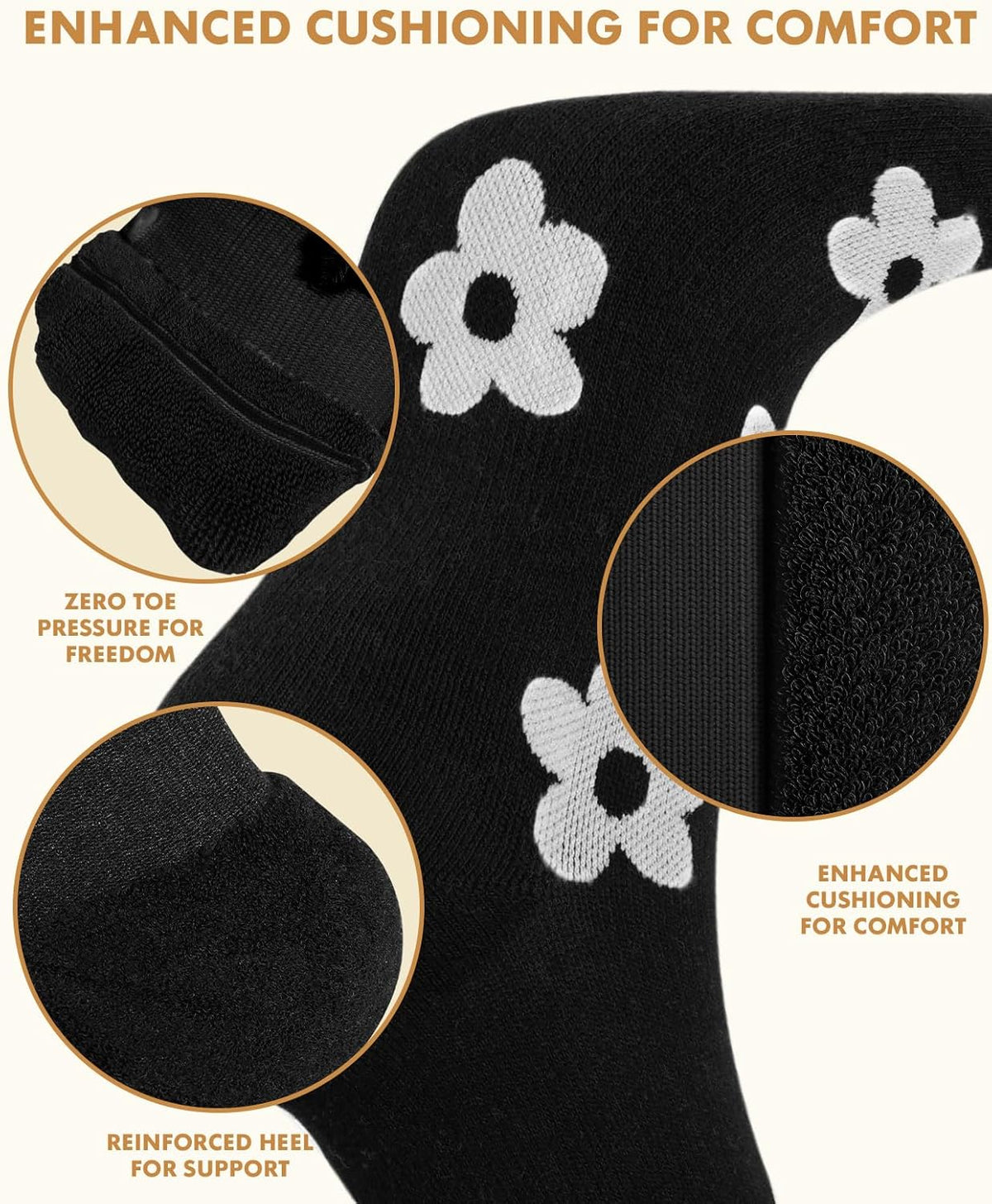 Thick Soft Cotton Compression Socks for Women Men 15-20mmHg Knee High Breathable Cotton Socks for All Day Comfort