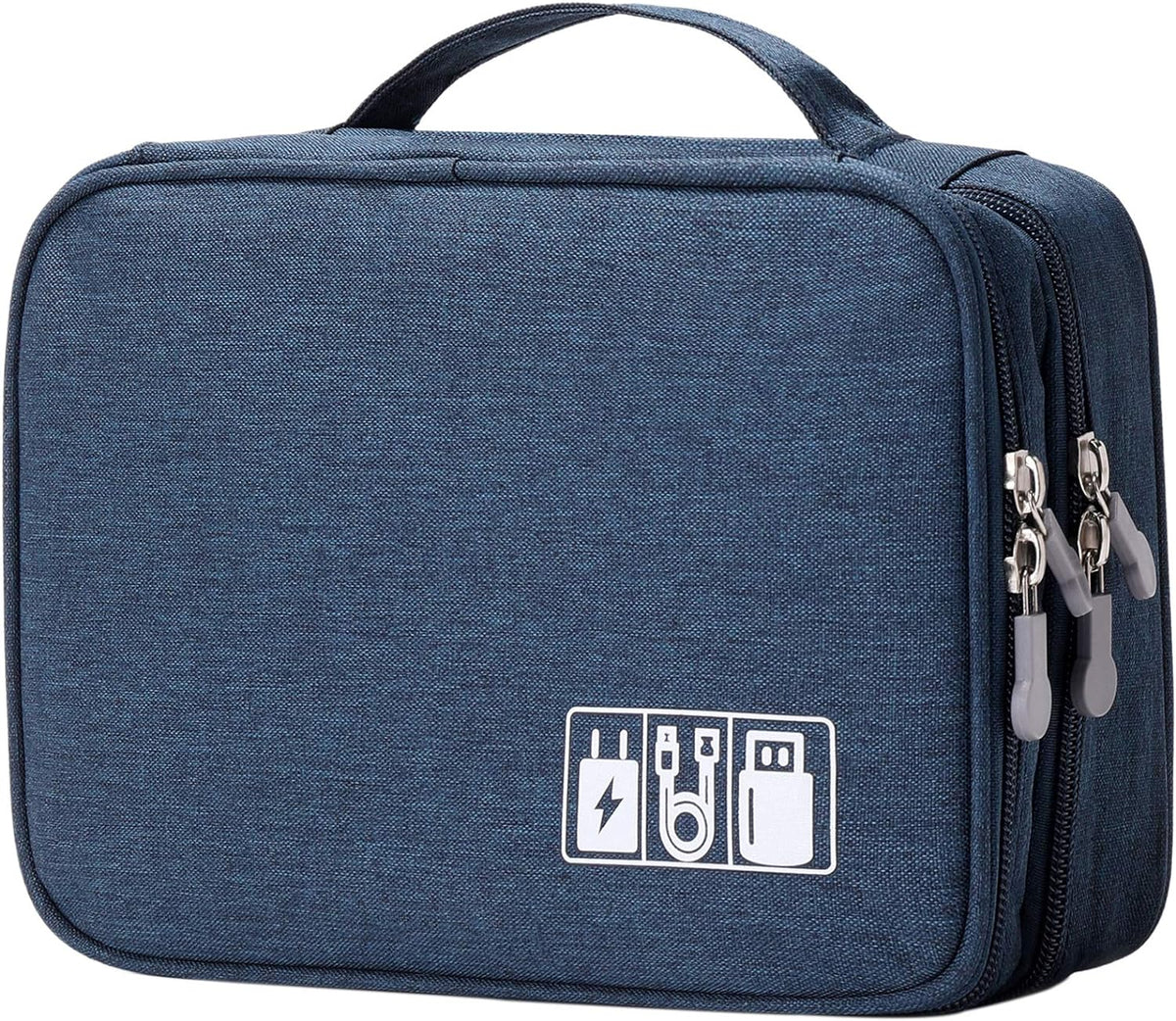 MIRLEWAIY Travel Cord Cable Organizer, Portable Electronics Accessories Carrying Bag Storage Case for Dad's Day Hard Drives, Cable, Cord, Charger, Hard Drive, Earphone, Dark Blue