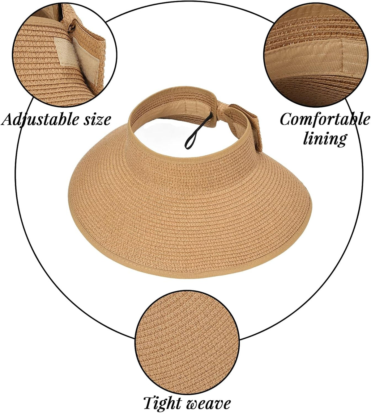 Sun Hats for Women Straw Beach Hat Wide Brim Sun Visor Summer Hat Packable Floppy Beach Vacation Essentials Green