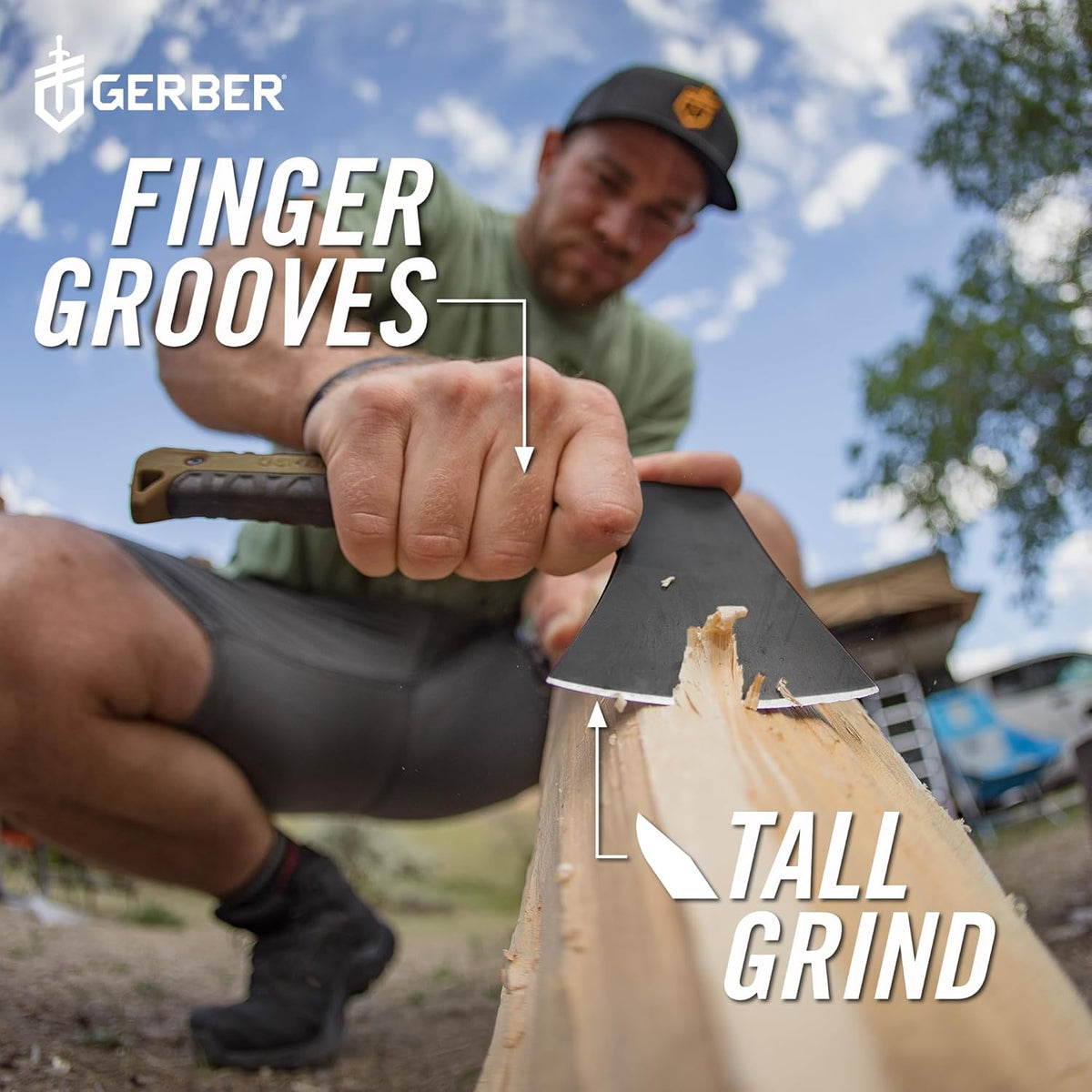 Gerber Gear Pack Hatchet - 3.5" Steel Blade Axe with Full Tang - Survival, Bushcraft and Camping Gear - with Mountable Nylon Sheath - Brown