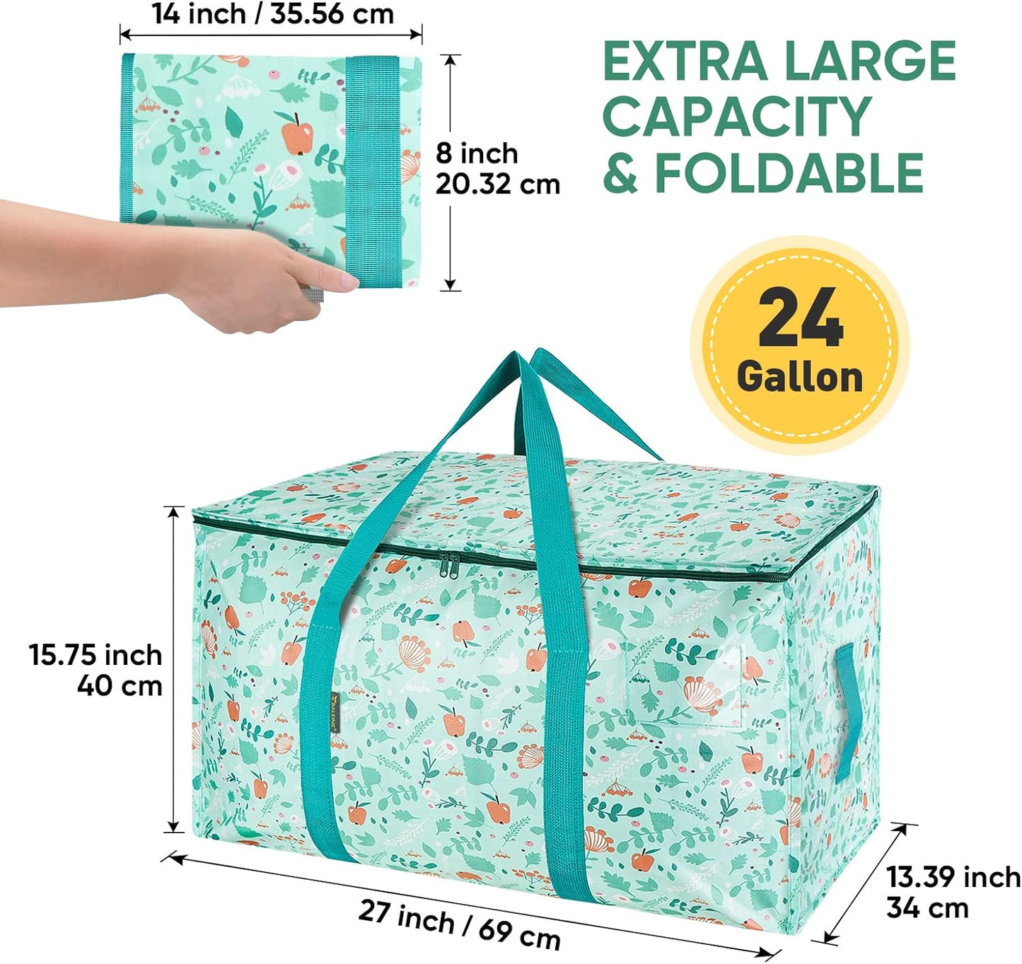 BALEINE 8-Pack Oversized Moving Bags with Reinforced Handles, Heavy-Duty Storage Tote for Clothes, Moving Supplies (Spring Stroll, 8-Pack)