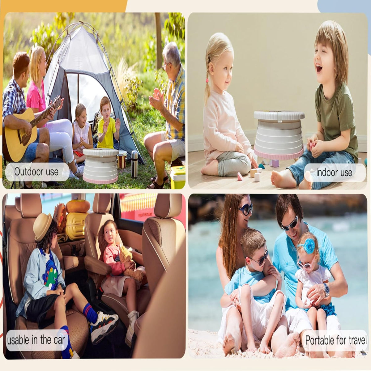 SunnySmile Portable Toilet for Kids,Portable Potty Seat for Toddler Travel,Travel Potty with Travel Bag, Applicable to Camping, Indoor/Outdoor Use, Includes 75 Replacement Bags