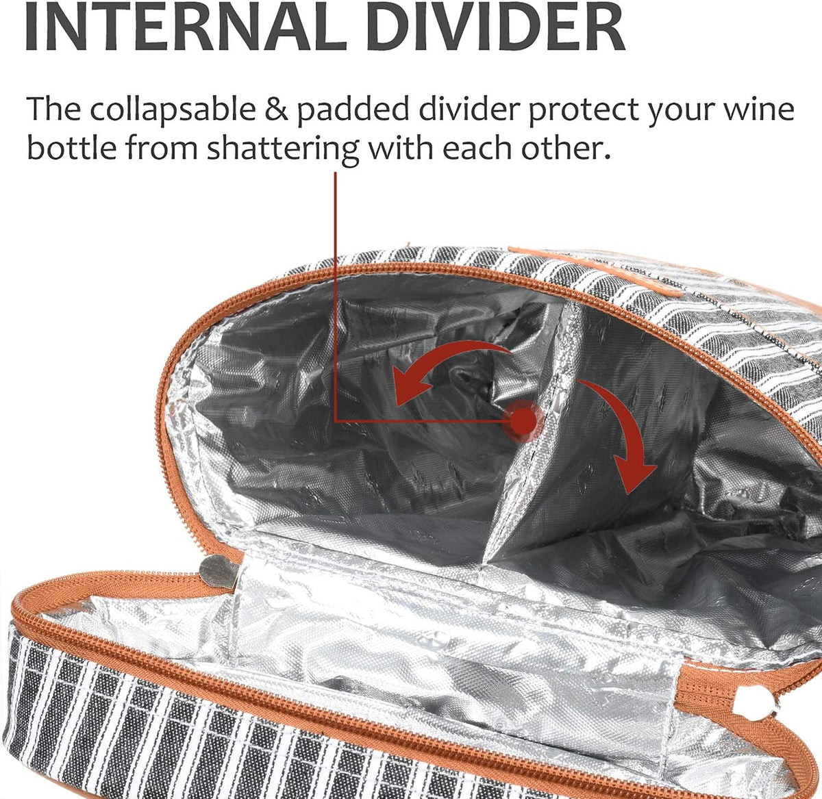 Tirrinia 2 Bottle Wine Gift Tote Carrier - Leakproof & Insulated Padded Versatile Wine Cooler Bag for Travel, BYOB Restaurant, Wine Tasting, Party, Dinner,Gift for Wine Lovers, Black Stripe