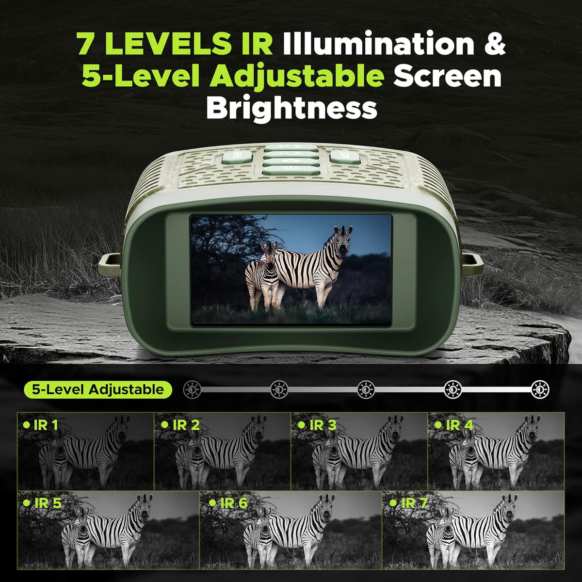 Night Vision Goggles, 4K Night Vision Binoculars, 3'' HD Screen & 10X Digital Zoom, 5000mAh Battery and 32GB TF Card, 1500FT Viewing Range for Camping & Security