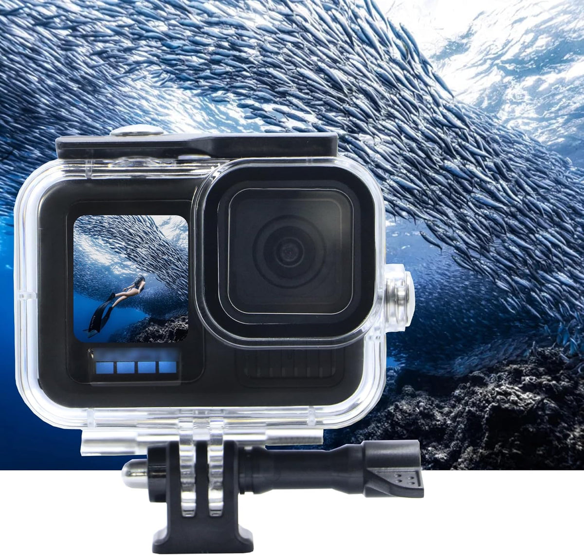 PCTC Waterproof Case for Go Pro Hero 13 Black, Accessories for Hero13/12/11/10/9 Black Waterproof Case, Supports 60M/196FT Underwater Dive, Professional Action Camera Dive Accessory