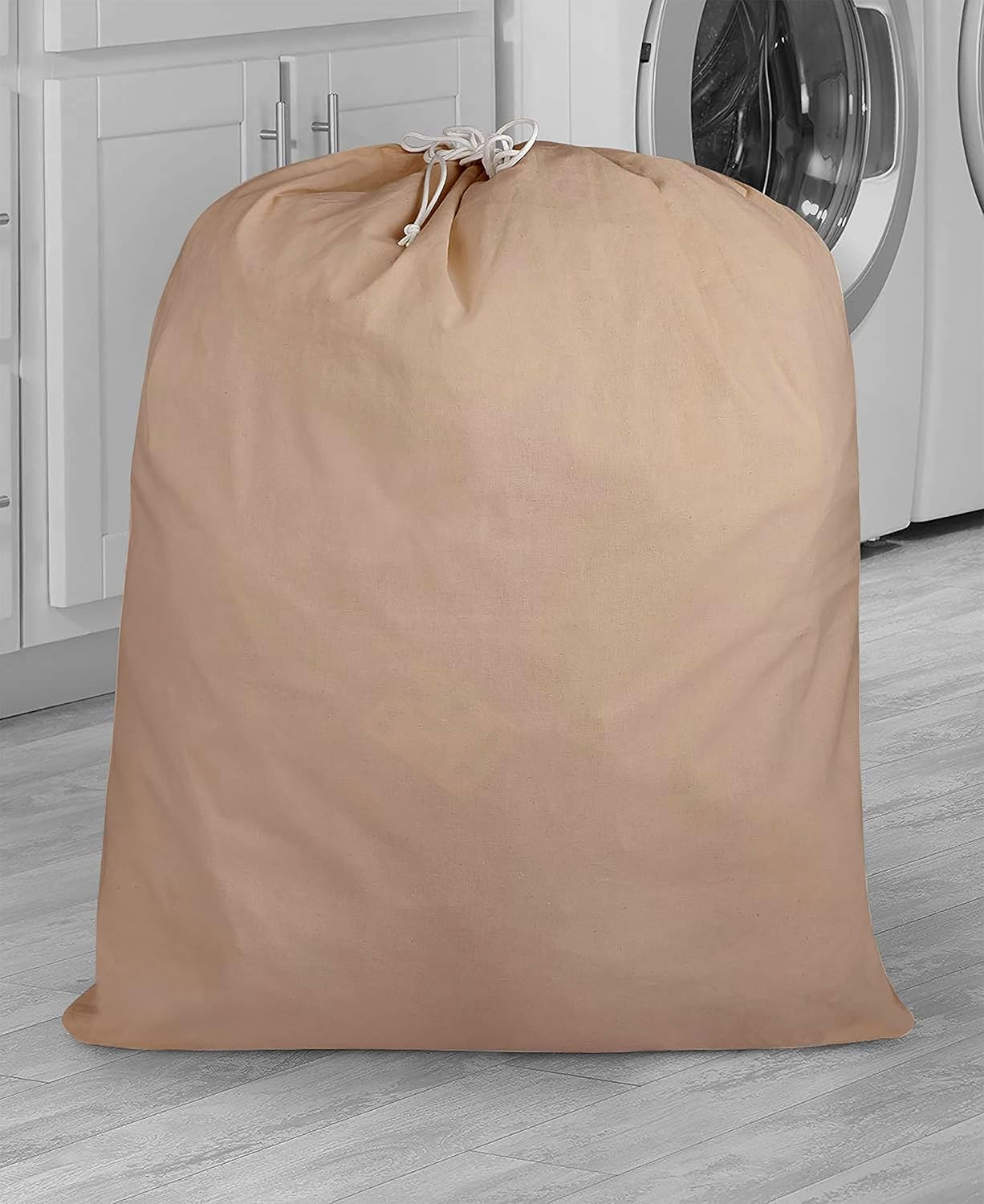 Urban Villa Laundry Bag Canvas|Dirty Clothes Travel Laundry Bag|Machine Washable|Reusable College Hostel Hamper Liner Bag for Garments Delicates Drawstring Closure 1 Pack Taupe Color|Size 28X36 Inches