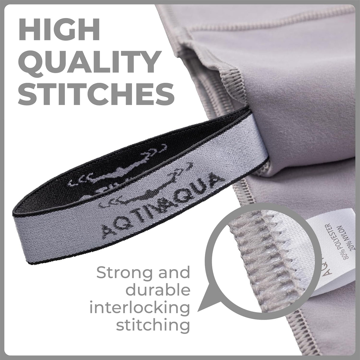 AqtivAqua Quick Dry Towel - Lightweight Microfiber Travel Towel w/Bag - Fast Drying Towel Set for Camping, Beach, Pool, Gym, Backpacking, Sports, Yoga & Swim Use, Hiking (Gray, M:24"x40")