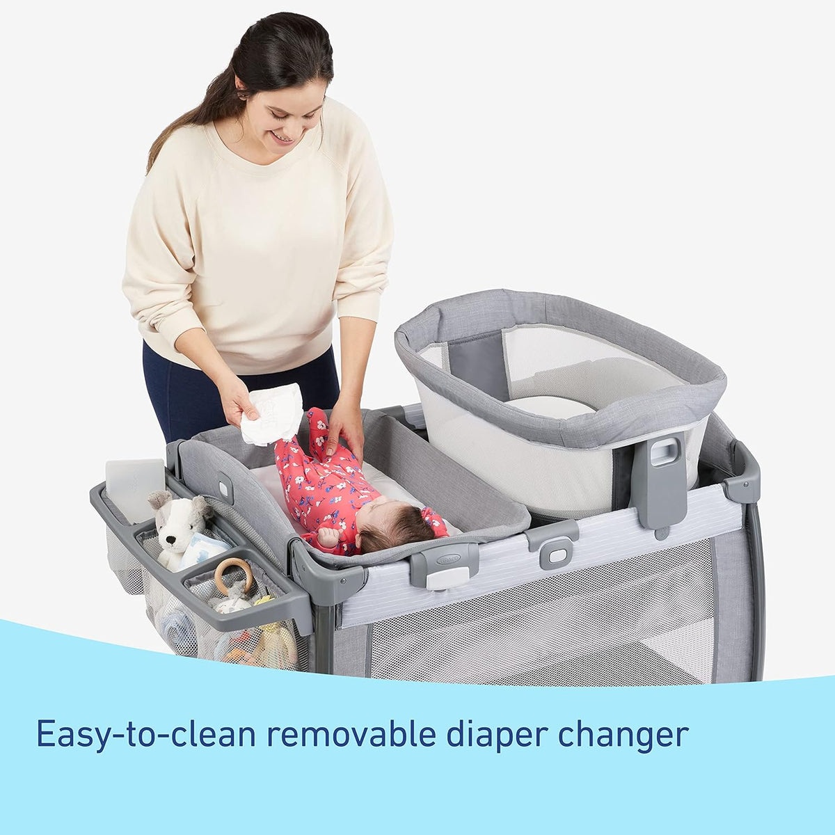 Graco Pack ’n Play Sit ’N Grow Playard, Portable Infant Bassinet, Adjustable Seat, Built‑In Storage
