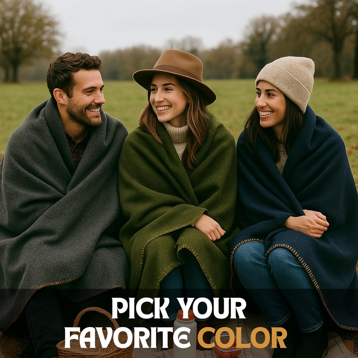 Wool Camping Blanket – 70% Wool Heavy-Duty Military Style Throw, Warm & Washable, Fire Retardant Cover for Emergency, Survival & Outdoor Use – Perfect for Camping, Car, Home & Hiking, Olive 66x90